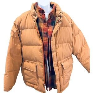 Struggle Gear Puffer Coat Brown Quilted Padded Insulated Winter Warm Outerwear